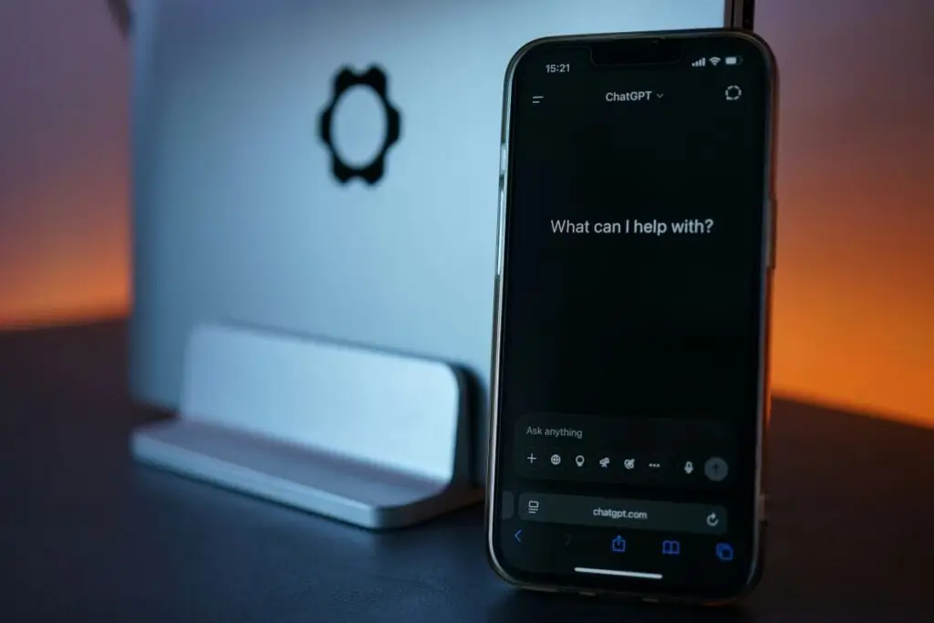 Mobile Phone with ChatGPT entry page